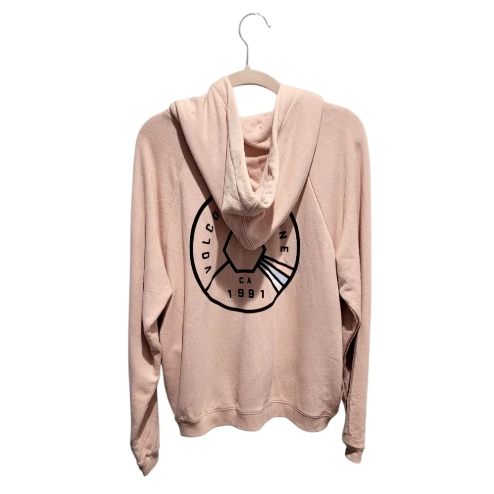 Volcom Light Pink Zipper Hoodie Size Medium